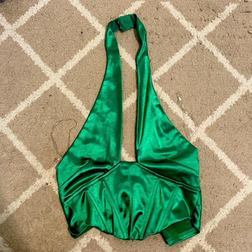 Green corset v neck top
